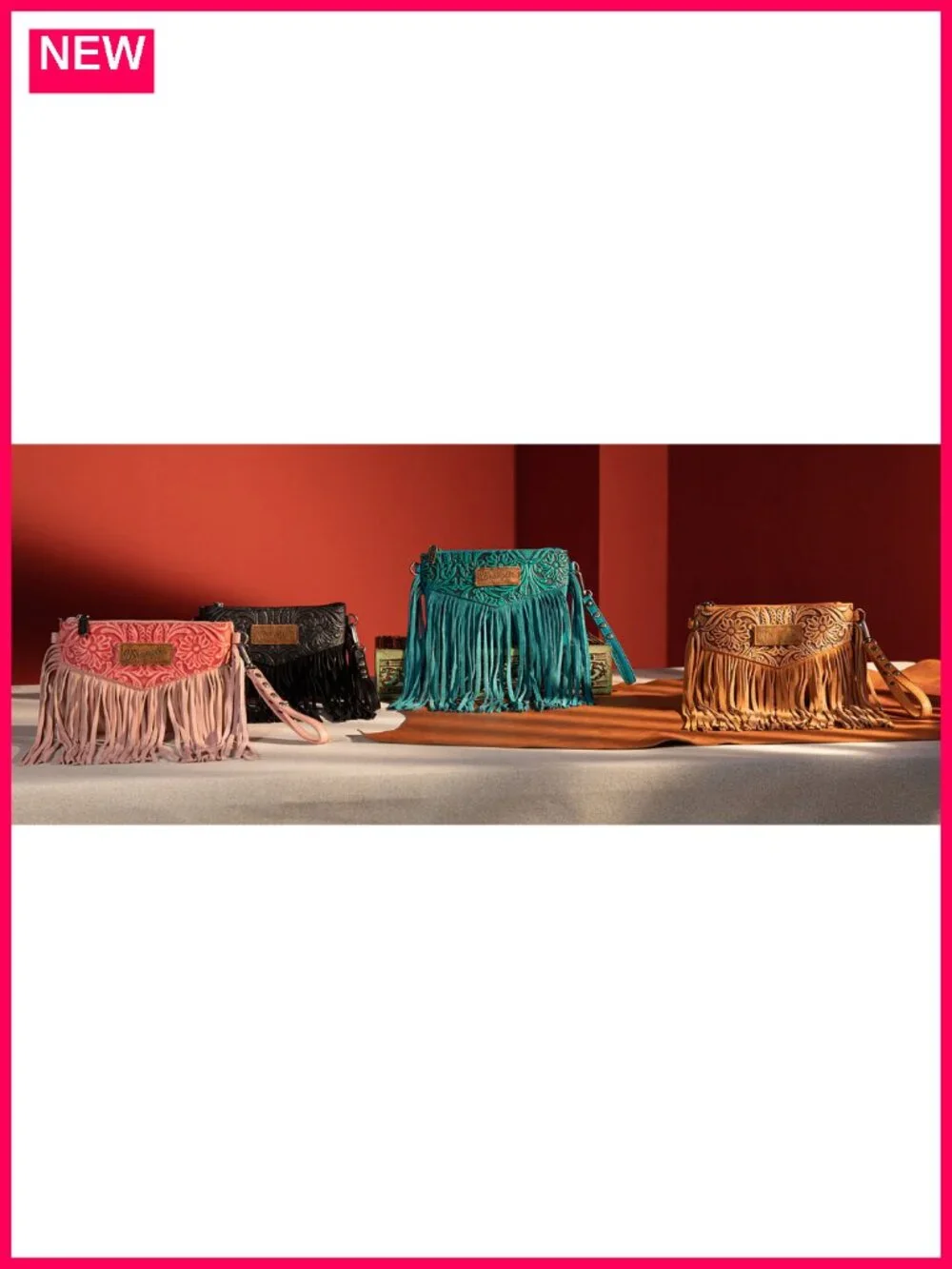 Faux Leather Crossbody Wristlet Fringe Bag with Adjustable Strap